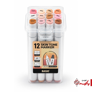 ماژیک راندو 2 سر 12 رنگ طیف پوست بیسیک